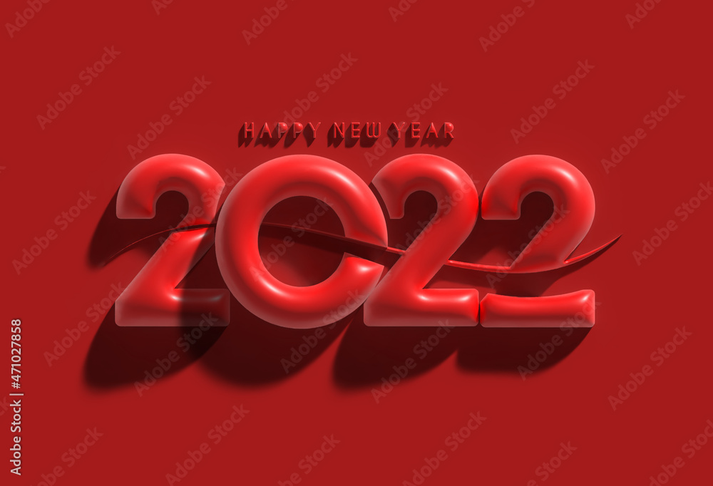 3D Render Happy New Year 2022 Text Typography Design. 3D Render Happy New Year 2022 Text Typography Design.