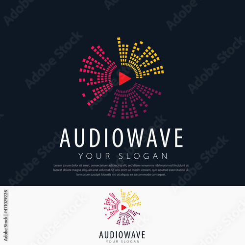 Music sound wave symbol icon design equalizer play icon music flare illustration design template