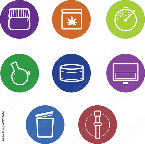 Simple pot shop smoking vector icons set