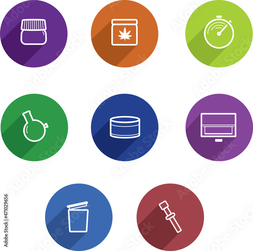 Simple smoking and weed pot shop smoking icons set