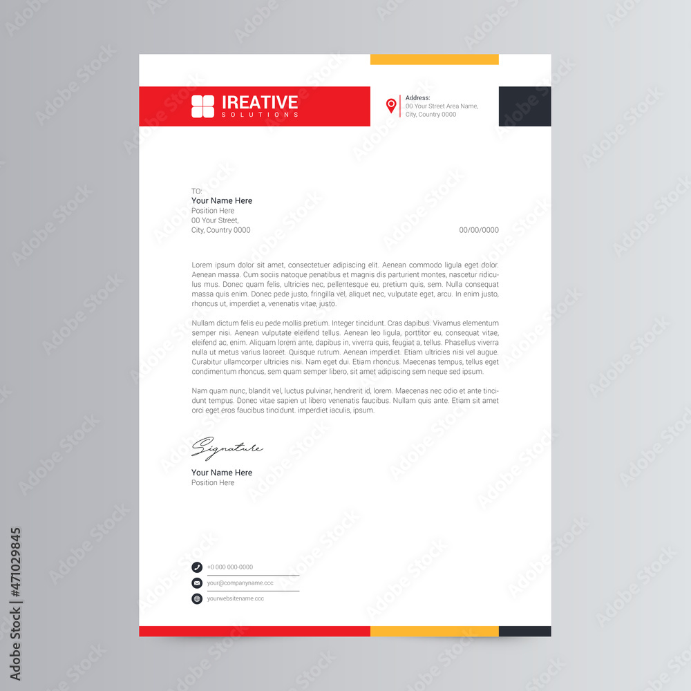 Clean and Corporate Letterhead Template Design