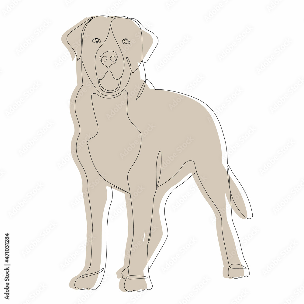 Fototapeta premium brown dog, sketch, vector, isolated on white background