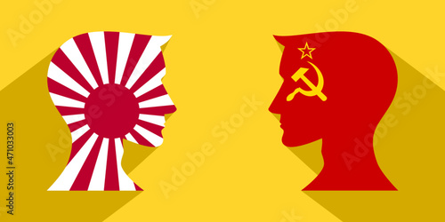 face to face concept. japanese vs soviet union