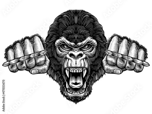 Gorilla Fist Vintage Illustration