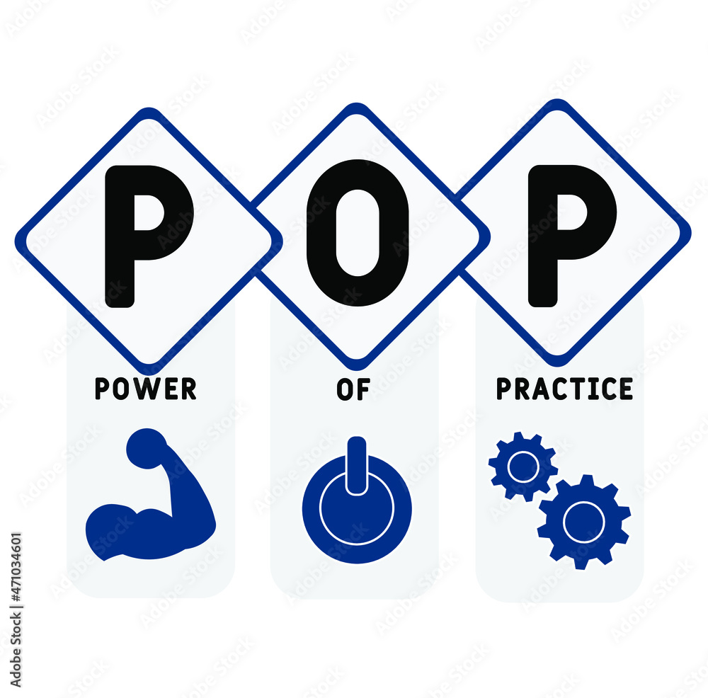 POP - Power Of Practice acronym. business concept background. vector illustration concept with keywords and icons. lettering illustration with icons for web banner, flyer, landing POP - Power Of Practice acronym. business concept background. vector illustration concept with keywords and icons. lettering illustration with icons for web banner, flyer, landing