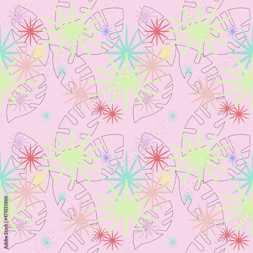 Flower and leave patterns  design vector  The pastel leaf and flower patterns are arranged as a background that can be coordinated in any direction. Use it as a colorful clothing pat