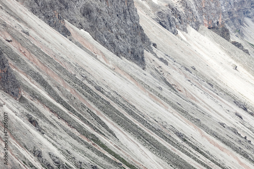 Minimalist landscape. Falling rocks of the Italian Dolomite photo