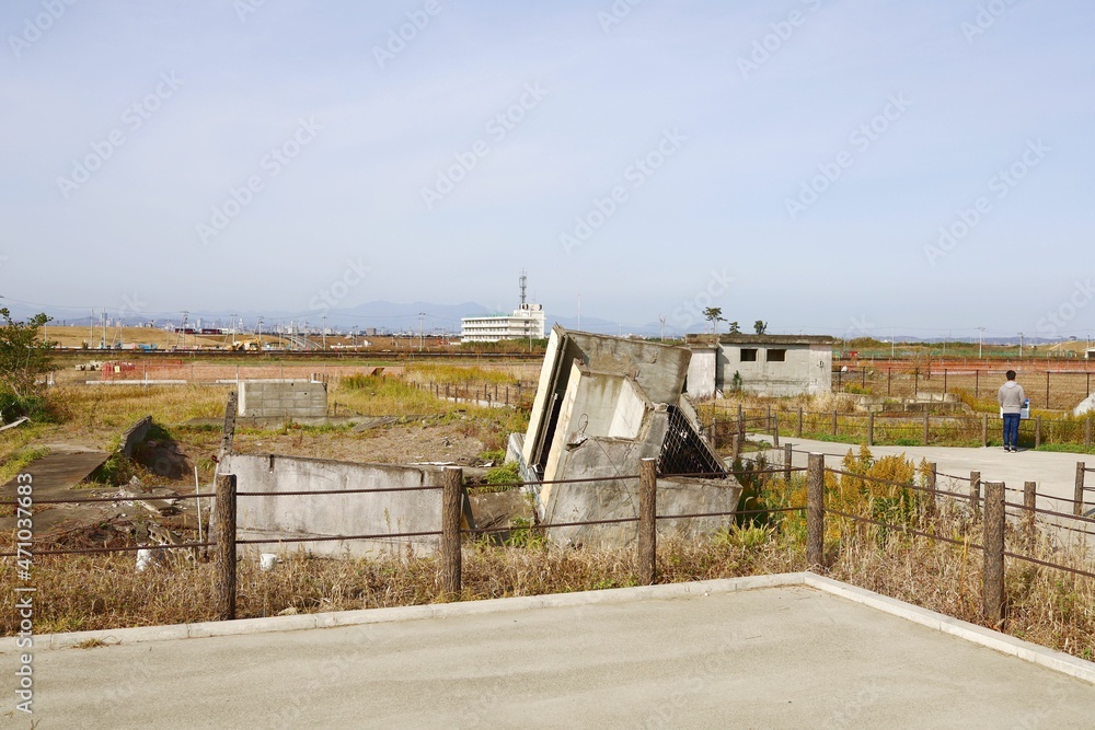 Sendai City, Miyagi Prefecture Japan, November 2021.
Remains of the earthquake: Arahama district housing foundation in Sendai city. Sendai City, Miyagi Prefecture Japan, November 2021.
Remains of the earthquake: Arahama district housing foundation in Sendai city.