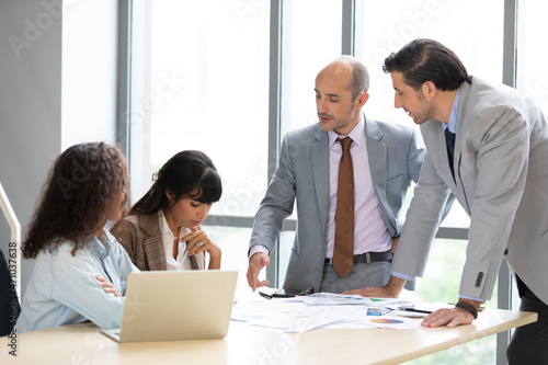 businesspeople team meeting and brainstorming works on the table in conference room