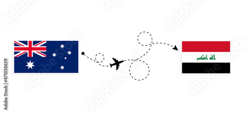 Flight and travel from Australia to Iraq by passenger airplane Travel concept