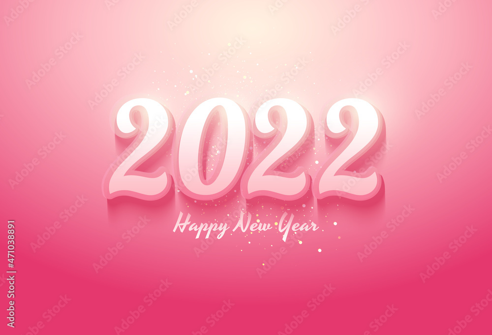 2022 Happy New Year With Numbers Pink Gradient Background