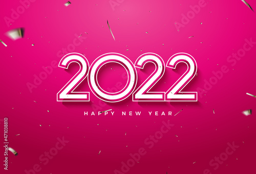 Happy New Year 2022 With Double Bordered Numbers