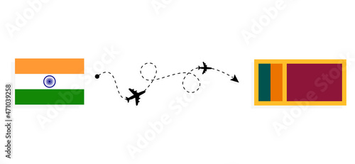 Flight and travel from India to Sri Lanka by passenger airplane Travel concept