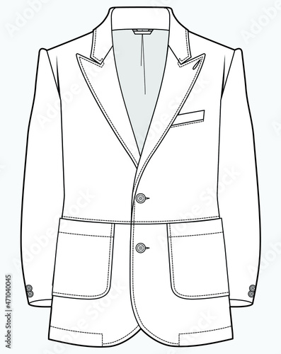 mens leather blazer jacket vector illustration flat sketch