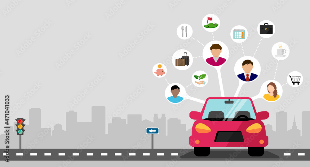 Naklejka premium Car sharing concept vector banner illustration