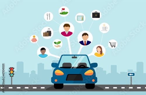 Car sharing concept vector banner illustration © barks