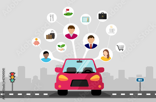 Car sharing concept vector banner illustration