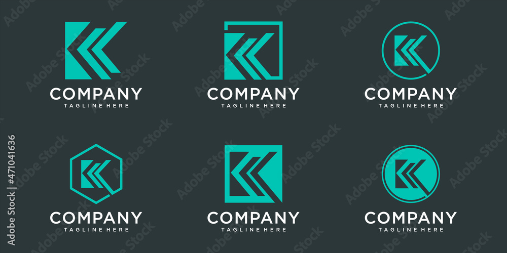 Set of creative monogram letter k logo design - obrazy, fototapety, plakaty 