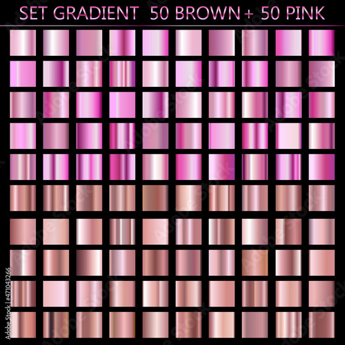Big Set Gradients Brown Pink Bronze Colors Swatches Collection Different Gradation Design
