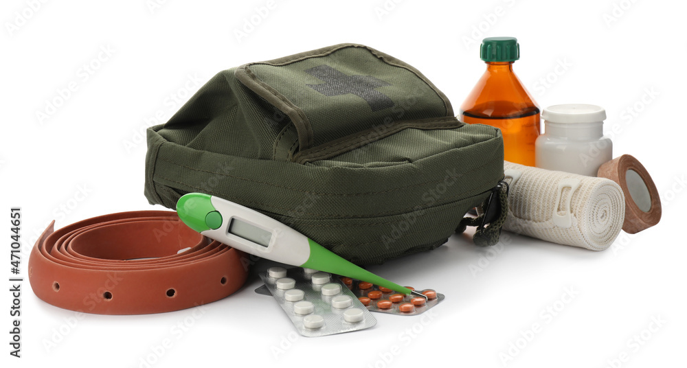 First aid kit on white background. Health care