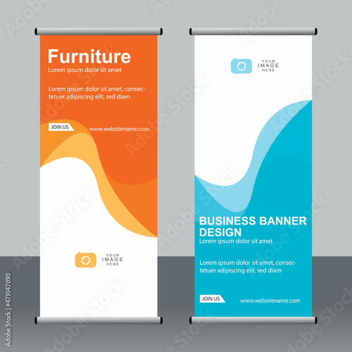Abstract banner roll up set, standee banner template, Modern banner design.