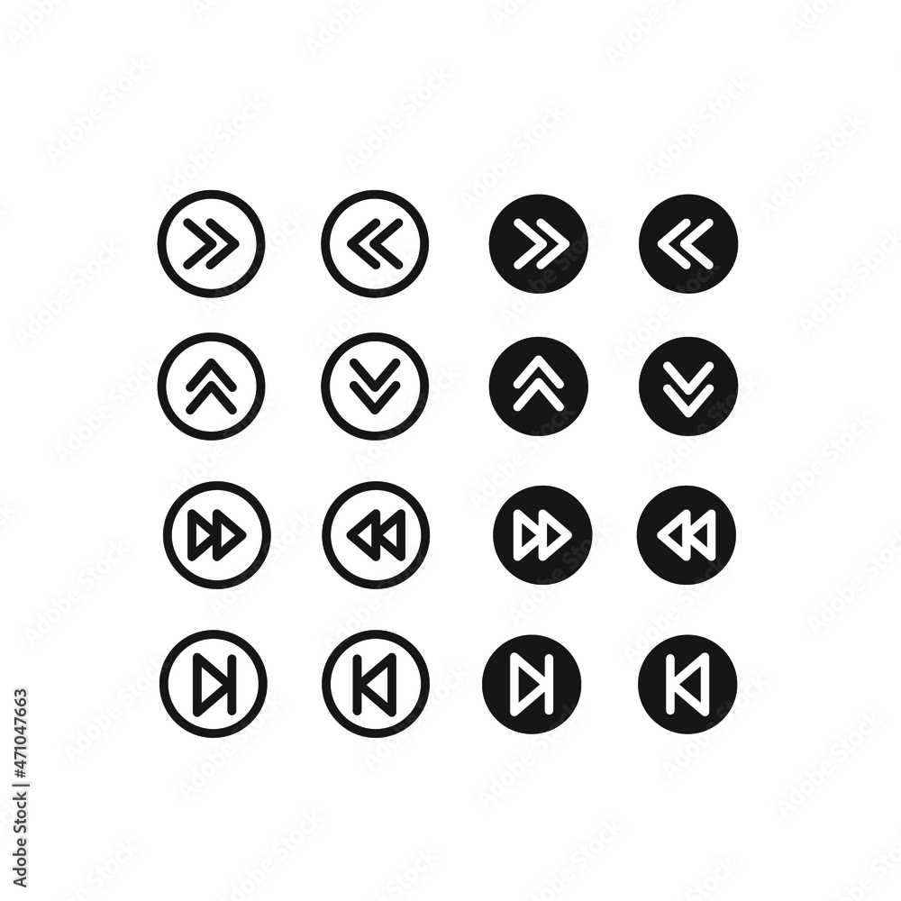 arrow icon set. collection of icons for web and music player. black on white background arrow icon set. collection of icons for web and music player. black on white background