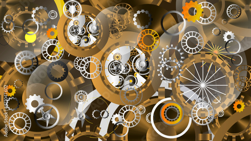 Abstract image vector of time machine parts. The scattered mechanical parts of time machine. Fantasy wallpaper with vintage style.