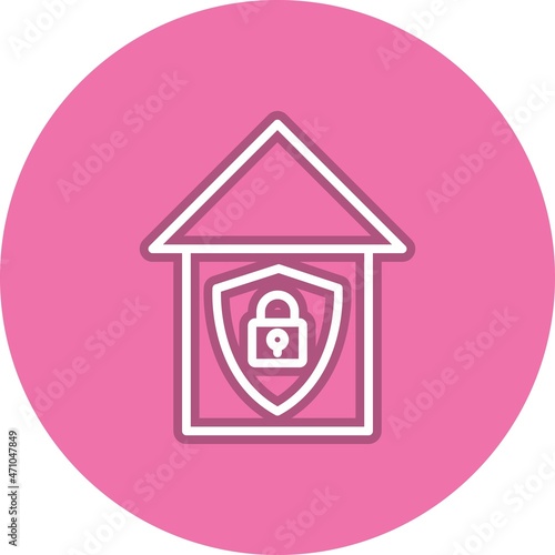 Key Lock Line Circle Vector Icon Design