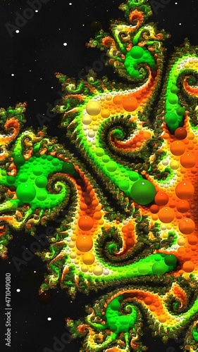 3d fractal illustration. Abstract fractal in bright and colorful color. Abstract forms. © juliaz36z
