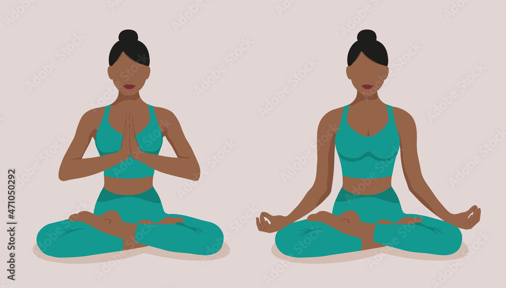 Yoga. Meditating woman in lotus position. Faceless style. Vector illustration. Yoga. Meditating woman in lotus position. Faceless style. Vector illustration.
