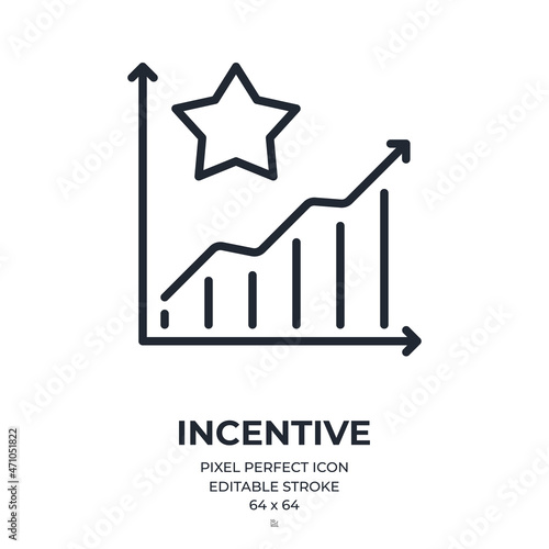 Incentive concept editable stroke outline icon isolated on white background flat vector illustration. Pixel perfect. 64 x 64.