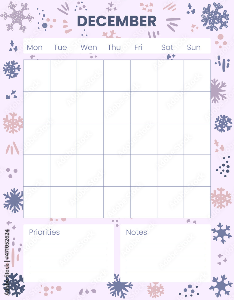 December Printable Monthly planner, organizer. Winter background. Holidays, Christmas. Notes, to do list. Time management planning sheets. Pre-made stationery organizers. December Printable Monthly planner, organizer. Winter background. Holidays, Christmas. Notes, to do list. Time management planning sheets. Pre-made stationery organizers.