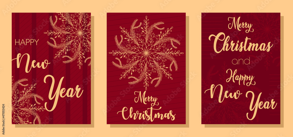 Christmas, New Year greeting cards in red, classic, burgundy, gold, Christmas night, snowflakes, letter, happy holidays, winter celebrations Christmas, New Year greeting cards in red, classic, burgundy, gold, Christmas night, snowflakes, letter, happy holidays, winter celebrations