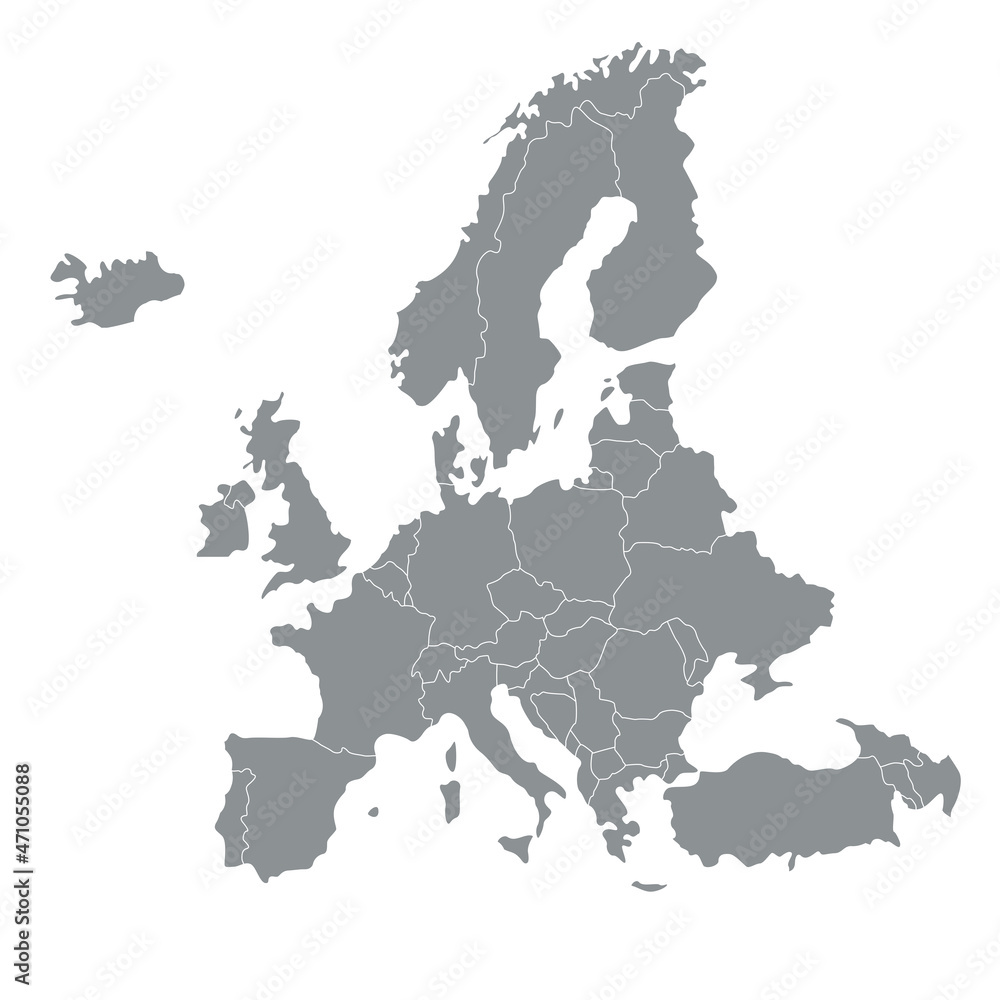 Fototapeta premium Map of Europe. Color vector modern. Silhouette map. 