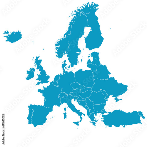 Map of Europe. Color vector modern. Silhouette map. 
