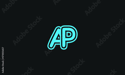 Bcreative old letter AP logo thick one line minimalist style.