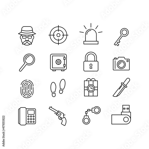 A set of icons on the theme of espionage