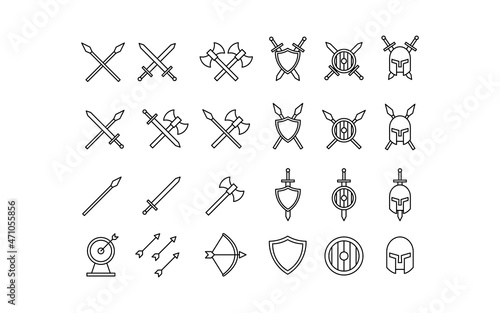 A set of icons on the theme of weapons