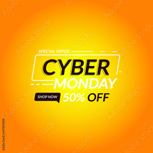 Yellow color Cyber Monday sale ad template for social media posts and business promotion