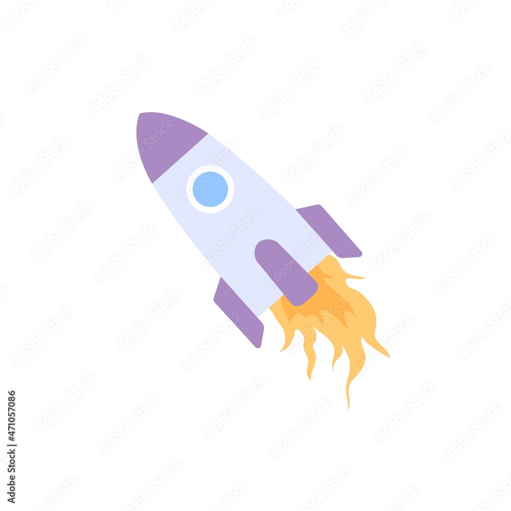 Vector flat cartoon rocket spacecraft isolated on empty background-spaceflight, space exploration and astronautics concept,web site banner ad design