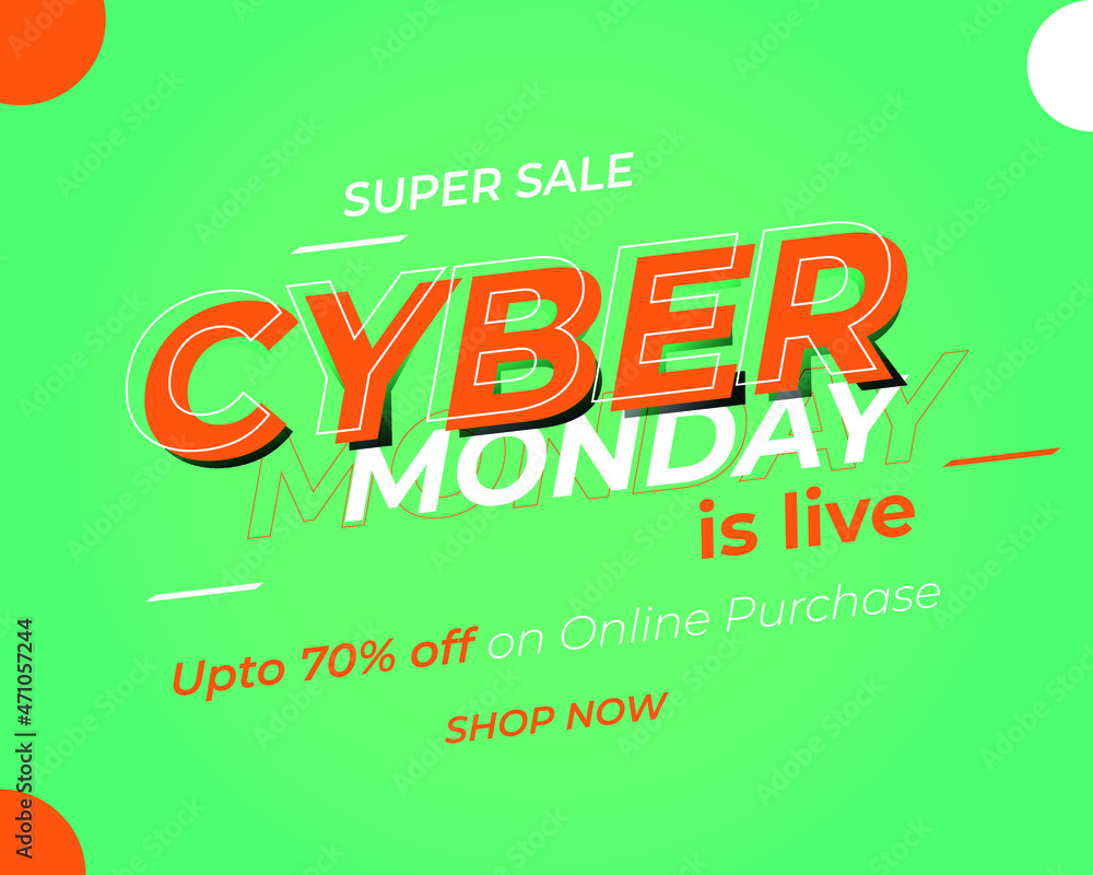 Cyber Monday Sale design HYPERPOP GREEN & Flush Orange.