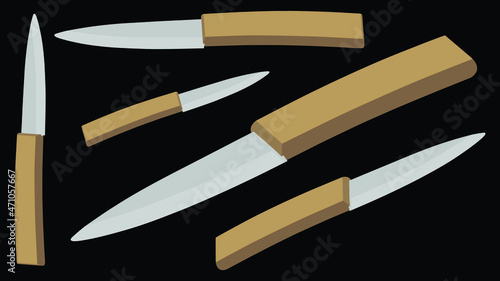 chef knives, butcher meat knives for butcher shop, Meat cutting knives, Cutlery icon set - vector realistic kitchen knives isolated, Vector illustration