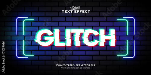 Text effect, Futuristic and editable glitch text effect