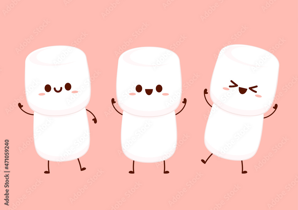 Fototapeta premium Marshmallow cartoon. marshmallow character design. Marshmallow vector.