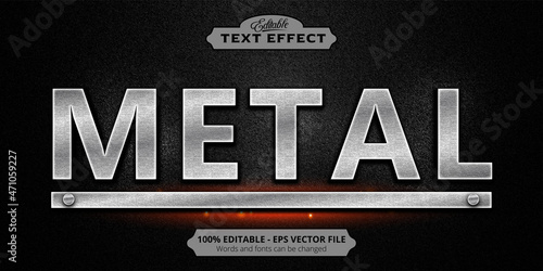 Text effect, Realistic and editable Metal lettering on black background