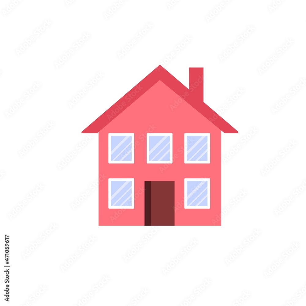 Vector flat cartoon simple two storey house with chimney isolated on empty background-city exterior elements buildings concept,web site banner ad design Vector flat cartoon simple two storey house with chimney isolated on empty background-city exterior elements buildings concept,web site banner ad design