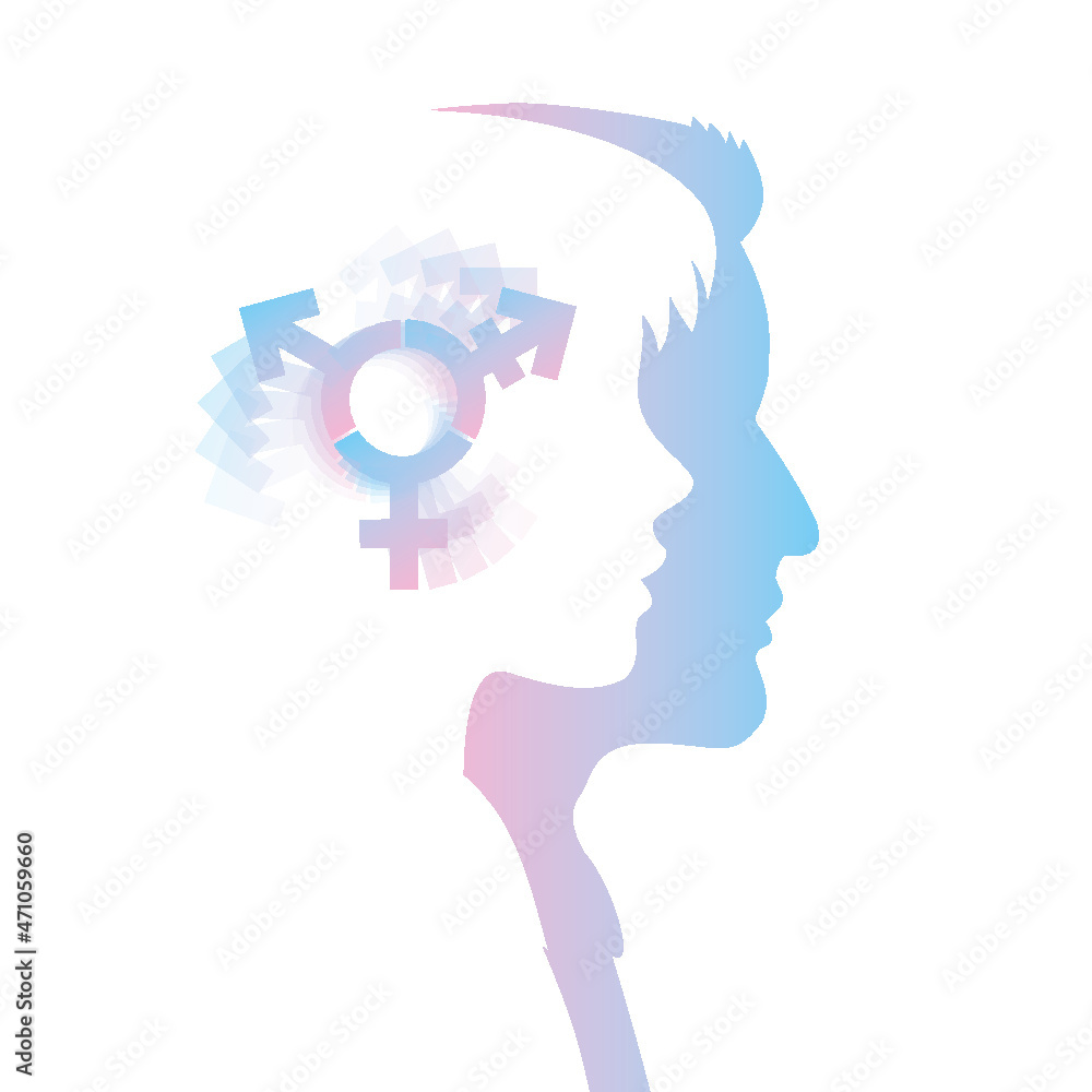 man woman divers gender symbol with a confused head man woman divers gender symbol with a confused head