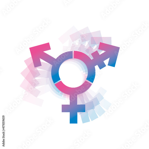 transgender symbol with third gender icon