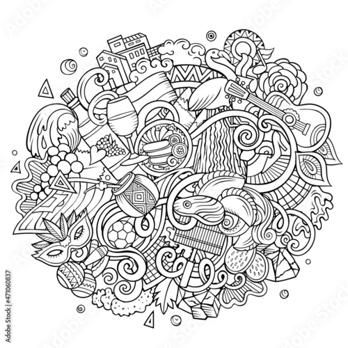 Argentina hand drawn cartoon doodles illustration. Funny design.