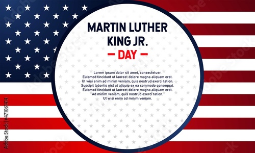 Martin Luther King Day Background. Januari 18. Template for banner, card, or poster. With a star icon and USA flag. Premium and luxury vector illustration